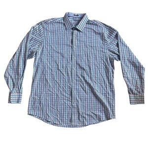 Bugatchi Uomo XXL Classic Fit Plaid Button Up Dress Shirt Multicolor